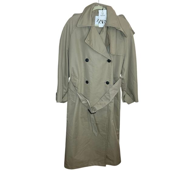 Nwt- Zara BELTED DOUBLE-BREASTED TRENCH COAT-water resistant- Small - Picture 4 of 8
